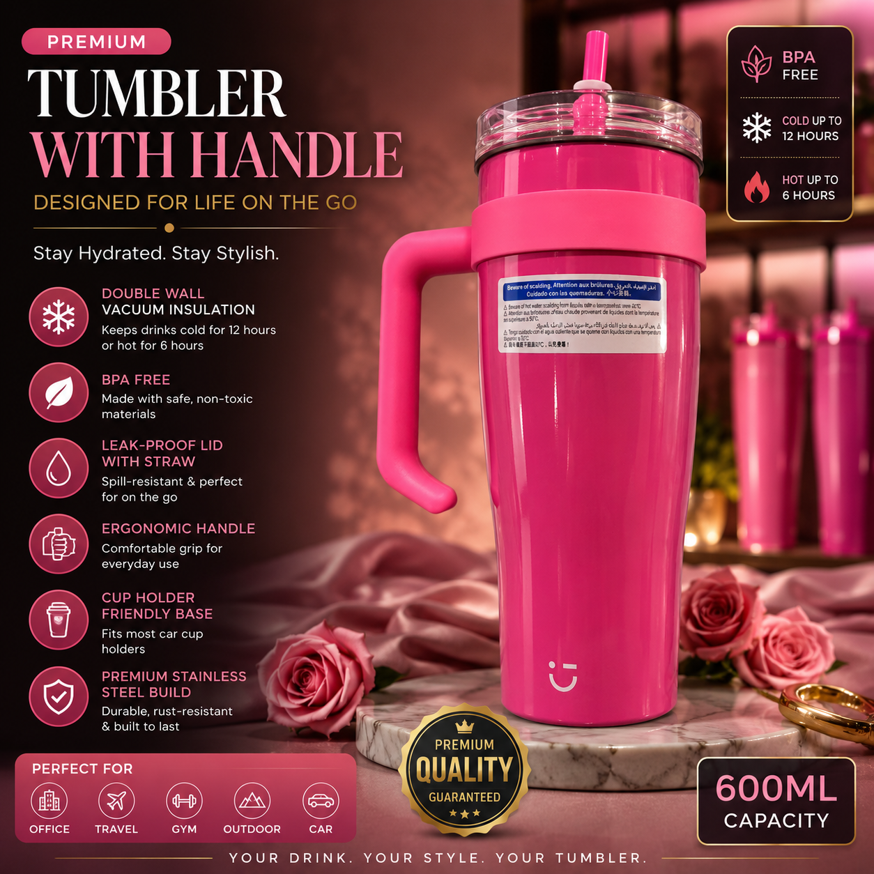 Premium Tumbler with Handle