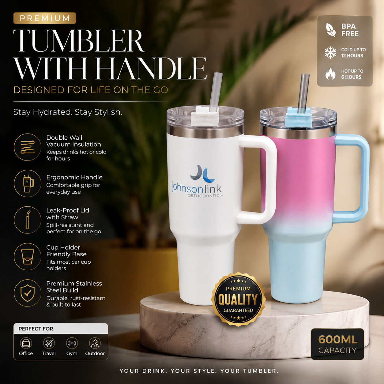 Premium Tumbler with Handle